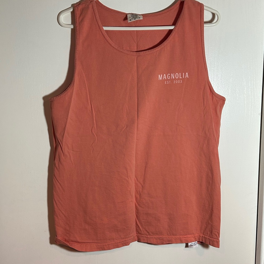 Comfort Colors Magnolia Est 2003 Tank Top‎ Coral Pink Mens Medium Waco Texas